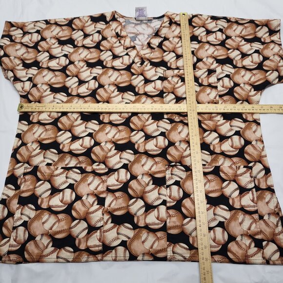 Vintage SCRUBS Medical Top Baseball Print Short Sleeve Relaxed Fit Cotton - Picture 9 of 11